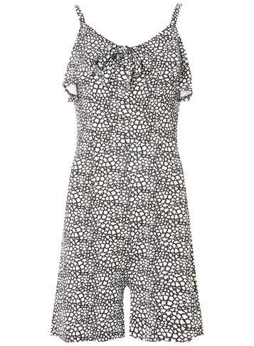 Dorothy Perkins Monochrome Animal Print Frilled Strappy Playsuit