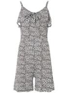 Dorothy Perkins Monochrome Animal Print Frilled Strappy Playsuit