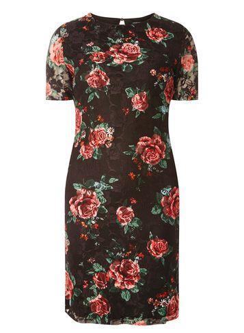 Dorothy Perkins Black Floral Lace Mini Dress