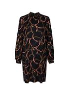 Dorothy Perkins Black Chain Print Shirred Neck Shift Dress