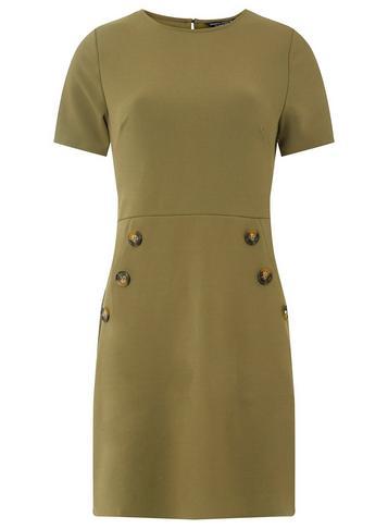 Dorothy Perkins Khaki Horn Button Shift Dress