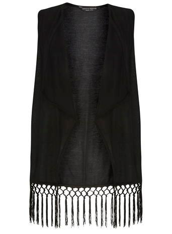 Dorothy Perkins Black Sleeveless Fringe Cardigan