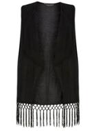 Dorothy Perkins Black Sleeveless Fringe Cardigan