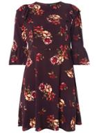 Dorothy Perkins Purple Floral Print Fit And Flare Dress
