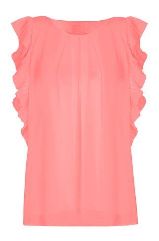 Dorothy Perkins *quiz Coral Chiffon Pleated Top