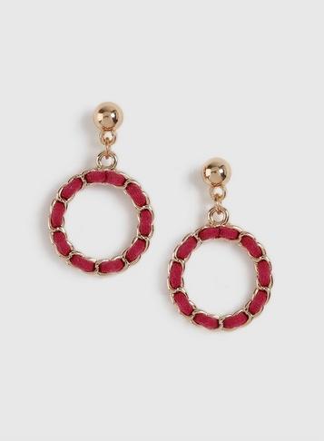 Dorothy Perkins Pink Fabric Chain Earrings