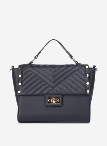Dorothy Perkins Black Quilted Stud Mini Tote Bag