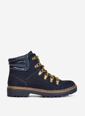 Dorothy Perkins Navy Monnie Lace Up Hiker Boots
