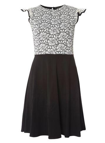 Dorothy Perkins Black And Ivory Ruffle Lace Dress