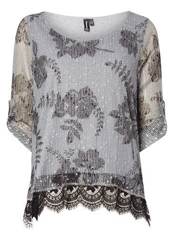 Dorothy Perkins *izabel London Grey Net Top