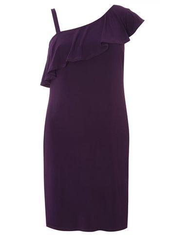 Dorothy Perkins Purple One Shoulder Ruffle Pencil Dress
