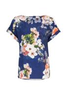 Dorothy Perkins Navy Floral Print Button T-shirt