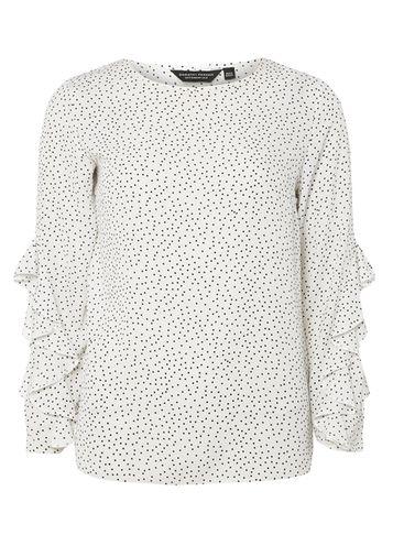 Dorothy Perkins Ivory Spotted Ruffle Long Sleeve Top