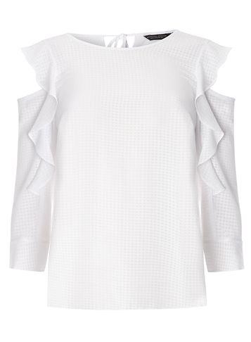 Dorothy Perkins White Frill Cold Shoulder Top