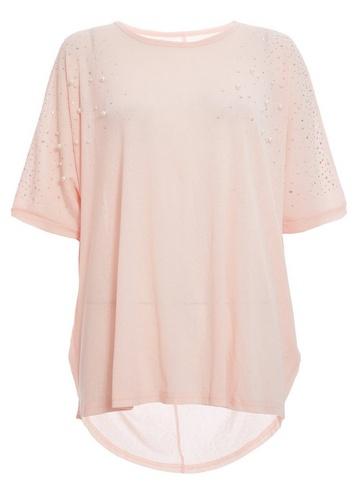 *quiz Pink Embellished Batwing Top