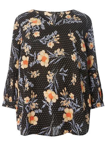 Dorothy Perkins *dp Curve Black Lily Floral Puff Sleeve Blouse