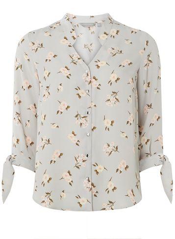 Dorothy Perkins Petite Grey Ditsy Floral Print Shirt