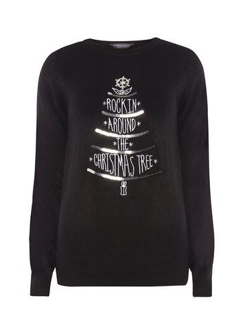 Dorothy Perkins *tall Black Rockin Around Jumper
