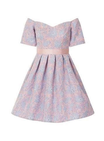 *chi Chi London Blue Fold Over Bardot Dress
