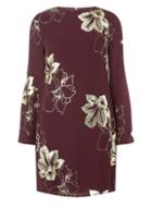 Dorothy Perkins Wine Floral Foil Print Shift Dress