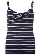 Dorothy Perkins Navy And Ivory Tie Front Strap Top