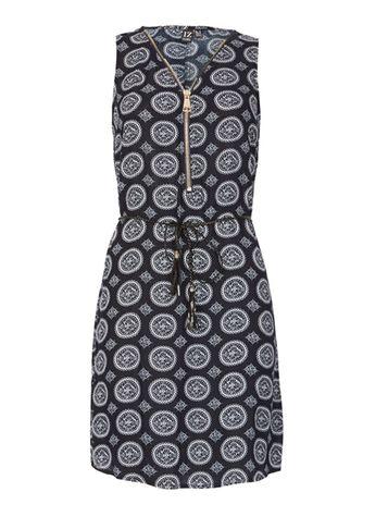 Dorothy Perkins *izabel London Navy Zip Front Boho Print Shift Dress