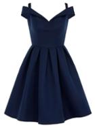 *chi Chi London Blue Fold Over Bardot Midi Dress