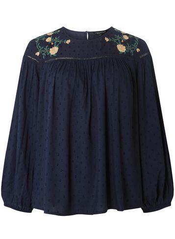 Dorothy Perkins Navy Embroidered Beaded Top