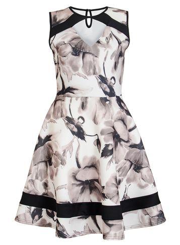 Dorothy Perkins *quiz Cream And Black Skater Dress