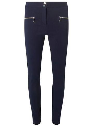 Dorothy Perkins *tall Navy Zip Detail Bengaline Trousers