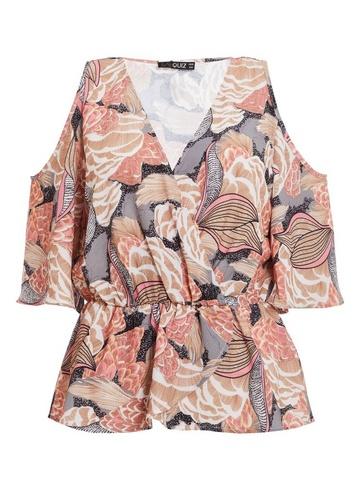 *quiz Multi Colour Abstract Peplum Top