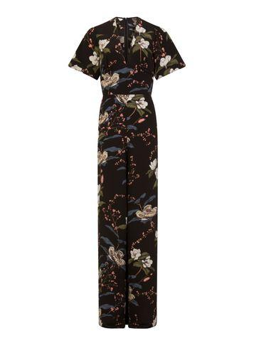 Dorothy Perkins *girls On Film Black Floral Print Jumpsuit