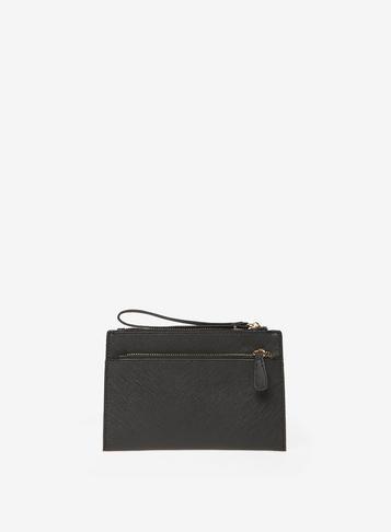 Dorothy Perkins Black Double Zip Wristlet Clutch Bag