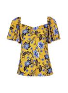 Dorothy Perkins Yellow Floral Print Ruched Front Top