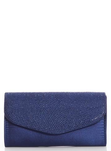 *quiz Navy Blue Diamante Clutch Bag