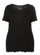 Dorothy Perkins Dp Curve Black Ruffle Trim T-shirt