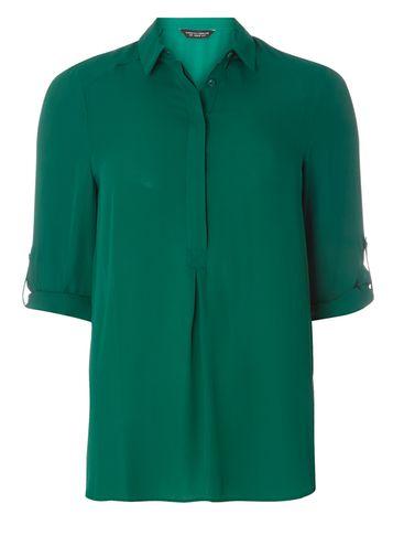 Dorothy Perkins Green Roll Sleeve Shirt
