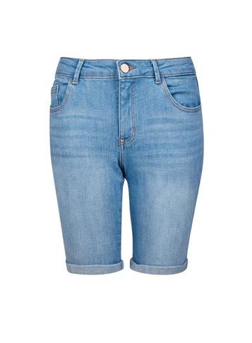Dorothy Perkins Petite Blue Denim Light Wash Knee Shorts