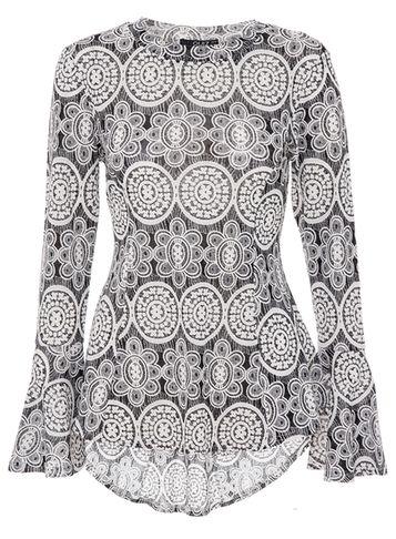 Dorothy Perkins *quiz Black And White Lace Sleeve Top