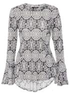 Dorothy Perkins *quiz Black And White Lace Sleeve Top
