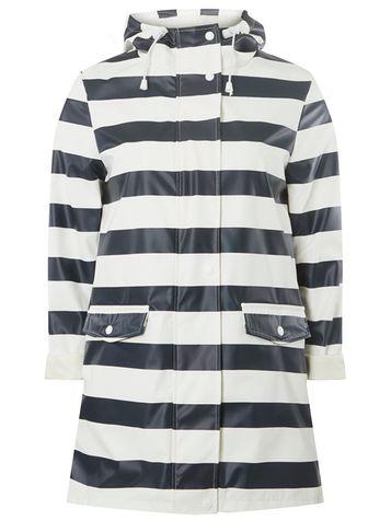 Dorothy Perkins Navy And White Striped Button Front Raincoat