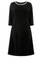 Dorothy Perkins *dp Curve Black Embellished Neck Fit And Flare Dress