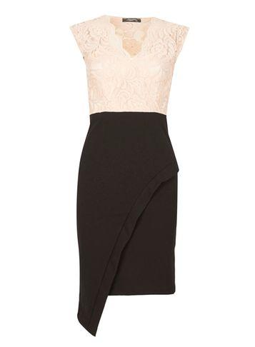 Dorothy Perkins *feverfish Peach Lace Contrast Bodycon Dress