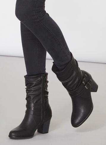 Dorothy Perkins Black 'katsi' Rouched Calf Boots