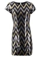 Dorothy Perkins *izabel London Black Zig Zag Sequin Shift Dress