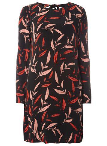 Dorothy Perkins *vila Black Leaf Print Shift Dress