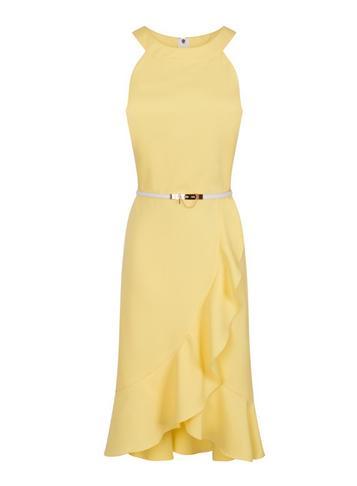 Dorothy Perkins *paper Dolls Lemon High Neck Wrap Dress