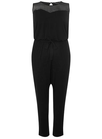 Dorothy Perkins Dp Curve Black Sweetheart Mesh Jersey Jumpsuit