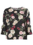 Dorothy Perkins *only Black Floral Bell Sleeve Top