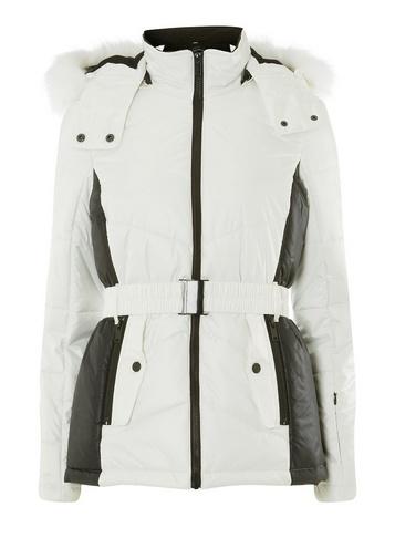 Dorothy Perkins White Faux Fur Hood Ski Jacket